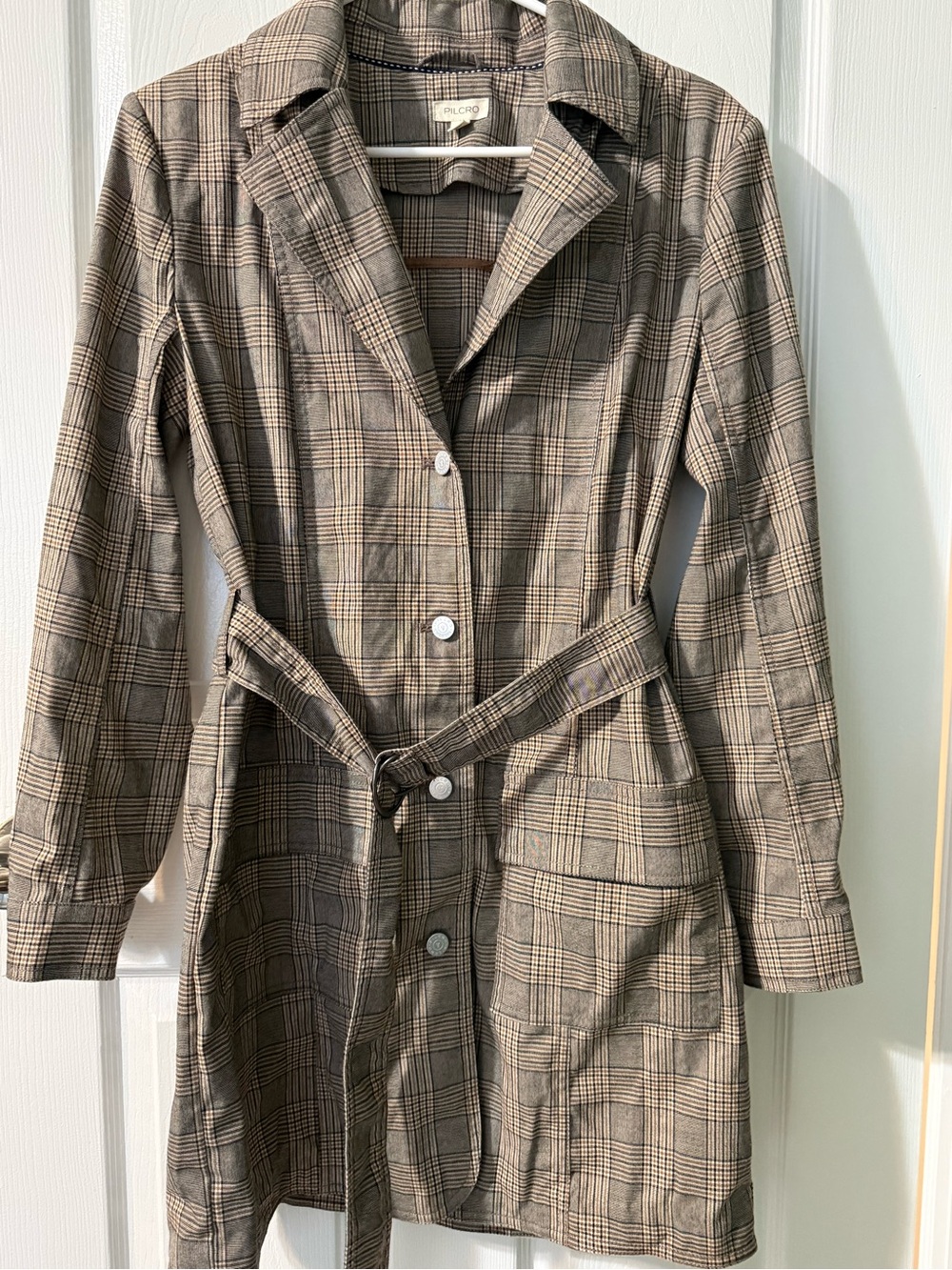 Pilcro Plaid Belted Dress - Brown Plaid